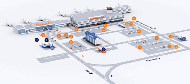 Схема привокзальной площади аэропорта Уфа